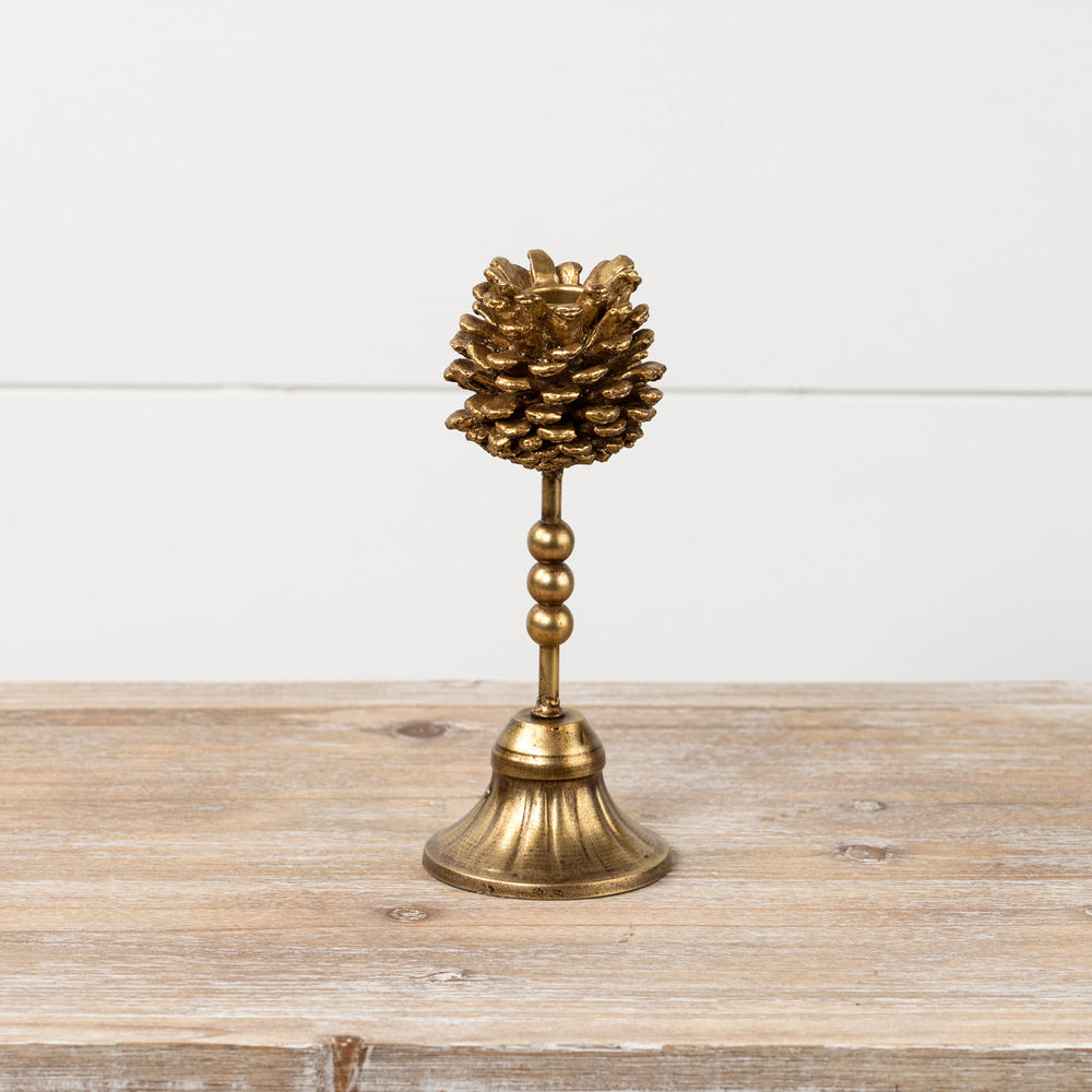 Stemmed Pinecone Candlestick Holder - 2 Sizes