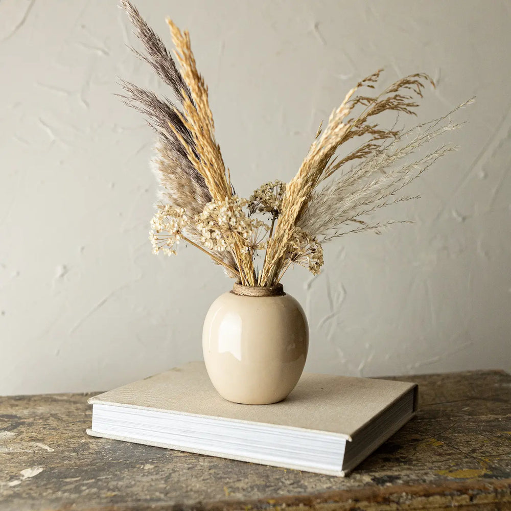 Tan Glazed Budvase with Contrasting Rim