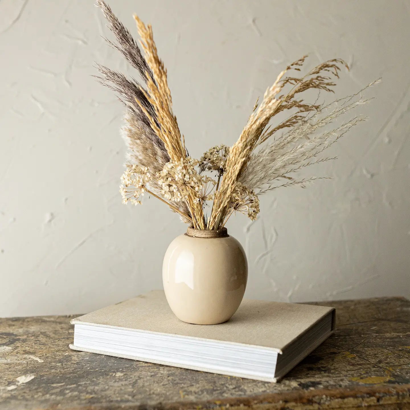 Tan Glazed Budvase with Contrasting Rim