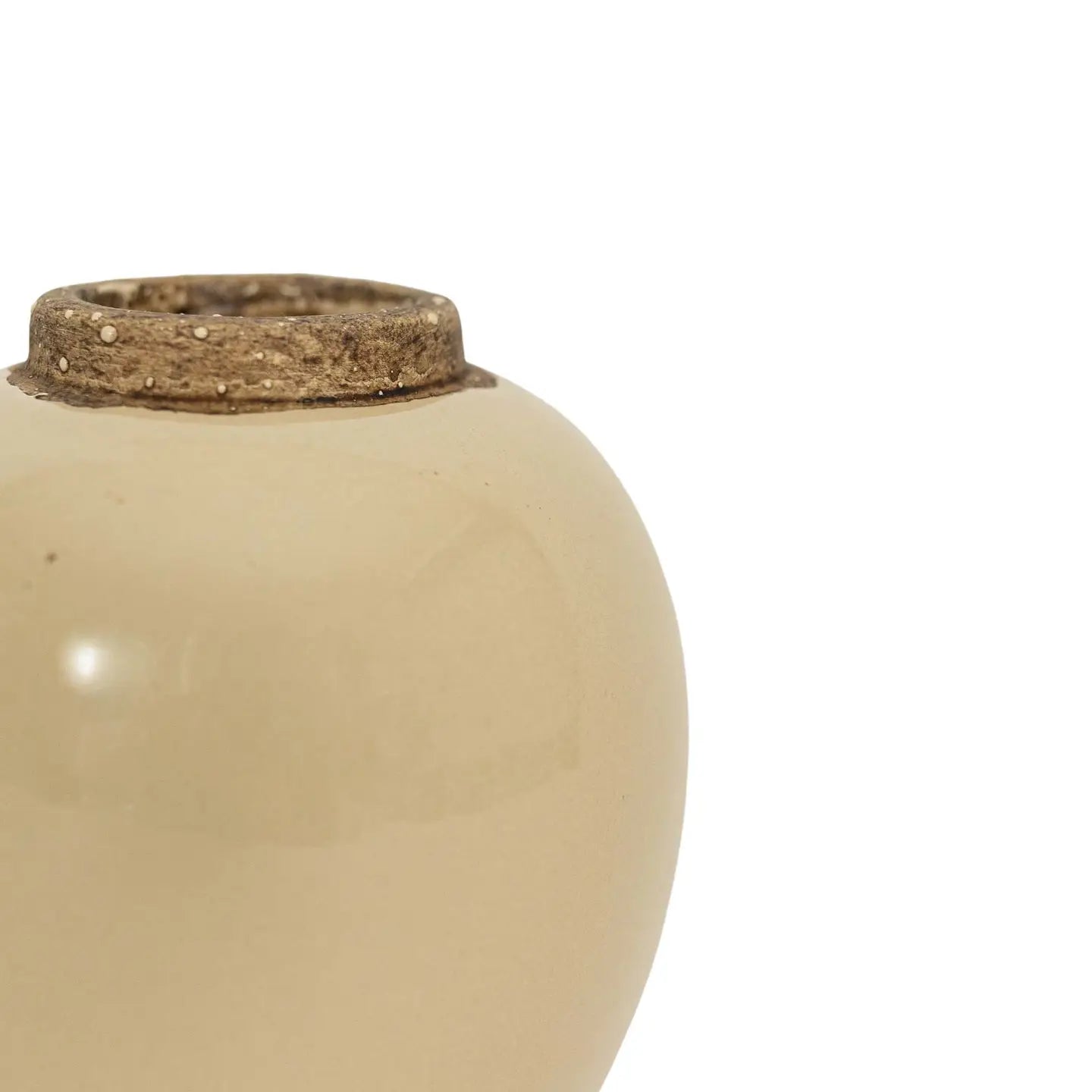 Tan Glazed Budvase with Contrasting Rim