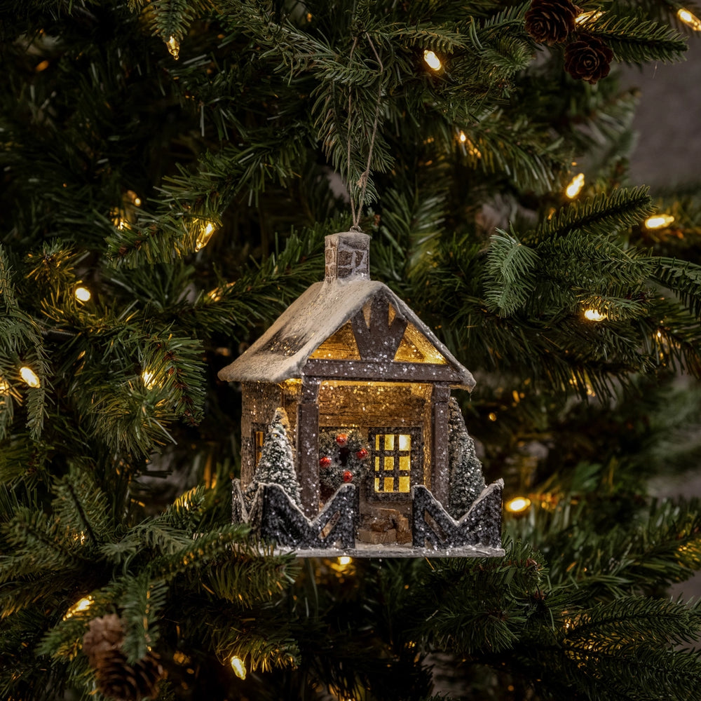 Lighted Log Cabin Ornament