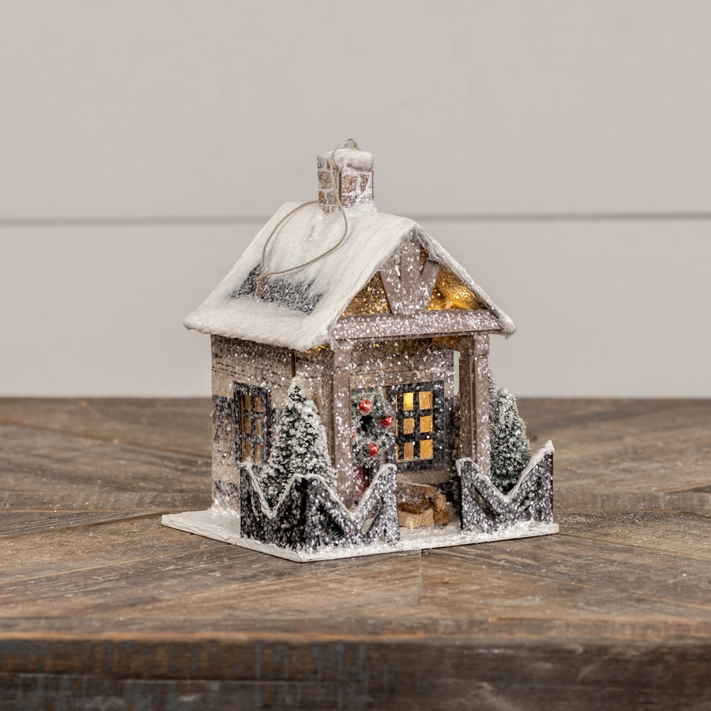 Lighted Log Cabin Ornament