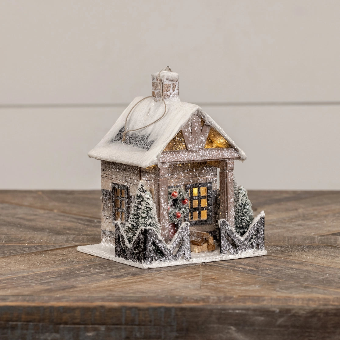 Lighted Log Cabin Ornament