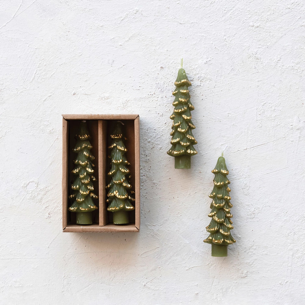 Gold Dusted Tree Candlesticks - 2 Colors & Sizes