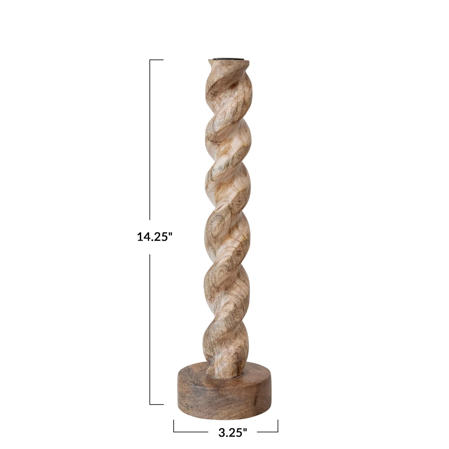 Twisted Wooden Taper Candle Holders - 2 Sizes