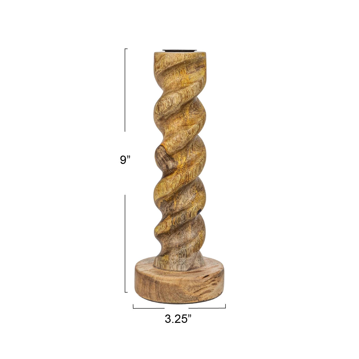 Twisted Wooden Taper Candle Holders - 2 Sizes