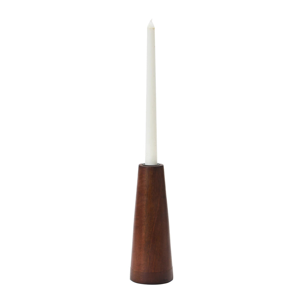 Walnut Finished Wooden Taper Holder