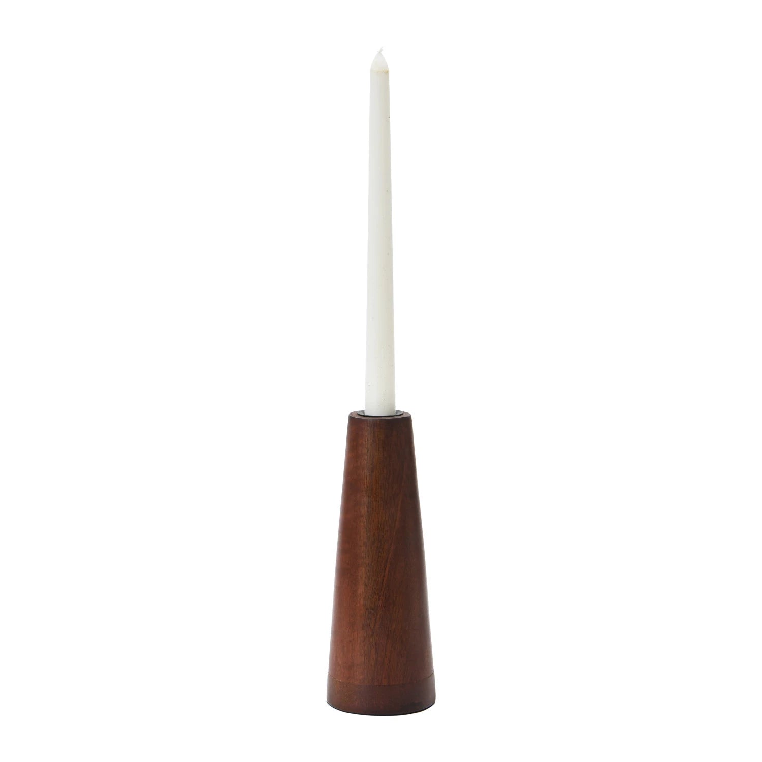 Walnut Finished Wooden Taper Candle Holder