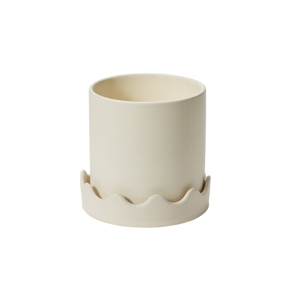 Ceramic Planter with Wavy Saucer - 2 Sizes
