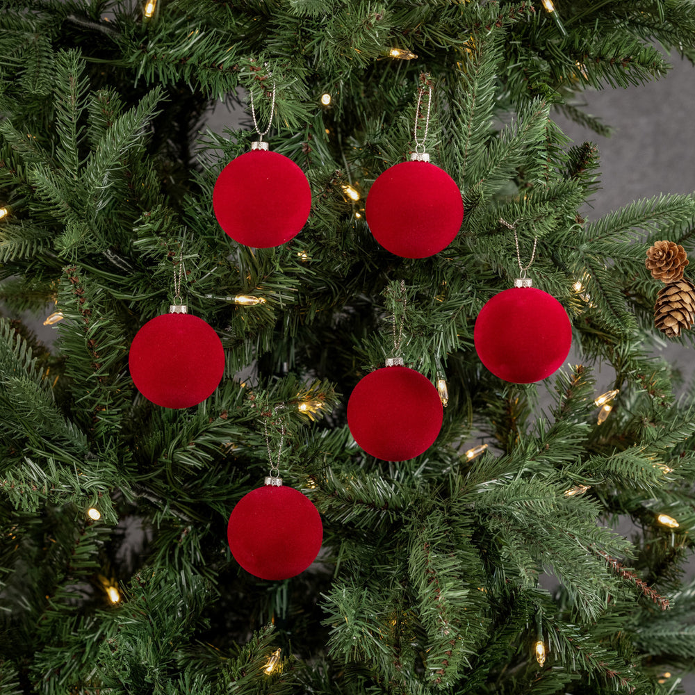 Wine Flocked Ball Ornament Sets- 2 Sizes