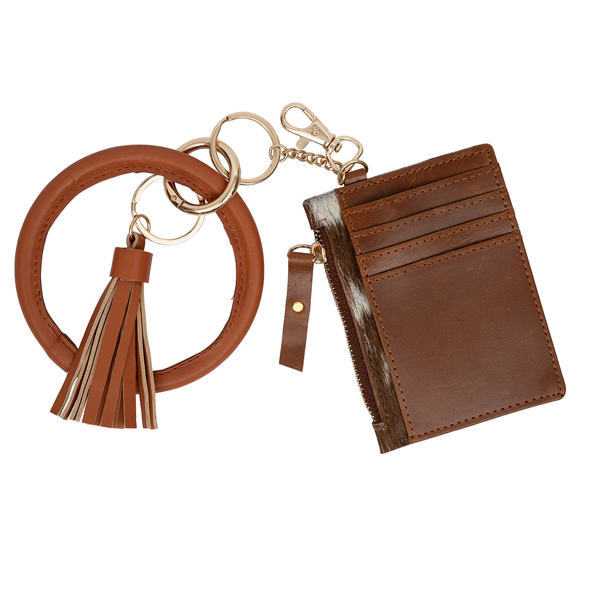 Cowhide Wallet Keychain with Wristlet