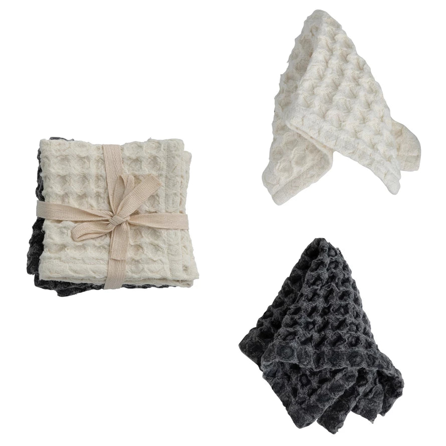 Waffle Weave Cotton Dish Cloths - Set of 2