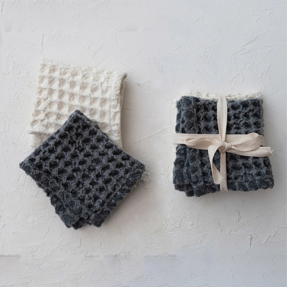 Waffle Weave Cotton Dish Cloths - Set of 2